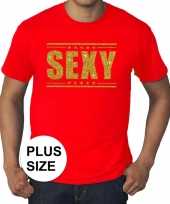 Toppers grote maten sexy rood gouden letters t-shirt