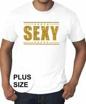 Toppers grote maten sexy wit gouden letters t-shirt