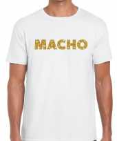 Toppers macho goud glitter tekst wit heren t-shirt