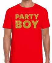 Toppers party boy glitter tekst rood heren t-shirt