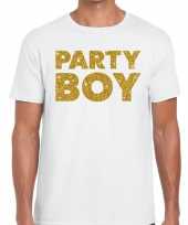 Toppers party boy glitter tekst wit heren t-shirt