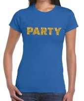 Toppers party goud glitter tekst blauw dames t-shirt