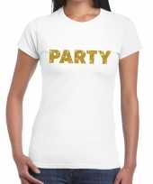 Toppers party goud glitter tekst wit dames t-shirt