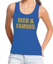 Toppers rich and famous glitter tanktop mouwloos blauw dames t-shirt