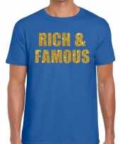 Toppers rich and famous glitter tekst blauw heren t-shirt