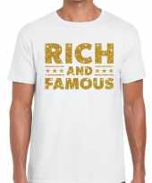 Toppers rich and famous goud glitter tekst wit heren t-shirt