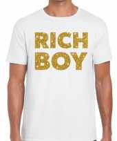 Toppers rich boy goud glitter tekst wit heren t-shirt