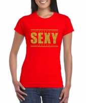 Toppers sexy rood gouden glitters dames t-shirt