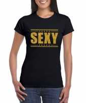Toppers sexy zwart gouden glitters dames t-shirt