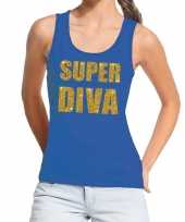 Toppers super diva glitter tanktop mouwloos blauw dames t-shirt