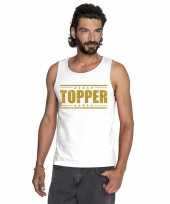 Toppers topper mouwloos wit gouden glitters heren t-shirt
