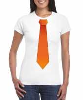 Wit oranje stropdas dames t-shirt