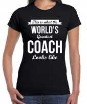 Worlds greatest coach cadeau zwart dames t-shirt