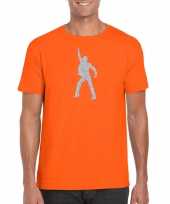 Zilveren disco kleding oranje heren t-shirt