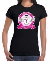 Zwart geslaagd drinking team dames t-shirt
