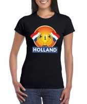 Zwart holland supporter kampioen dames t-shirt