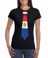 Zwart nederland vlag stropdas dames t-shirt