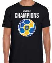 Zweden ek wk supporter we are the champions zweedse voetbal zwart heren t-shirt