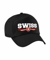 Zwitserland swiss landen pet baseball cap zwart volwassenen t-shirt